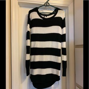 Black and white sweater dress.